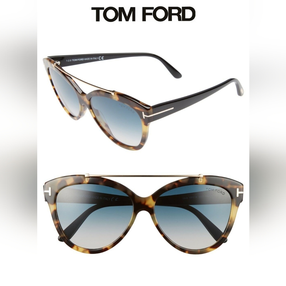 💯 Original Tom Ford Brown Tortoise Gradient Livia Sunglasses